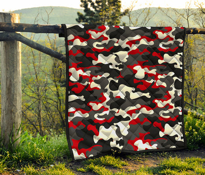 Red Snow Camouflage Print Quilt