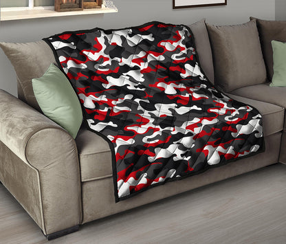 Red Snow Camouflage Print Quilt