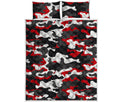 Red Snow Camouflage Print Quilt Bed Set