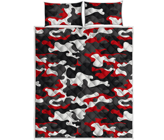 Red Snow Camouflage Print Quilt Bed Set