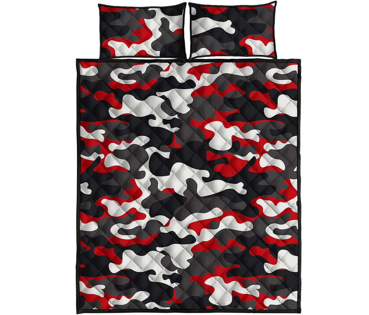 Red Snow Camouflage Print Quilt Bed Set