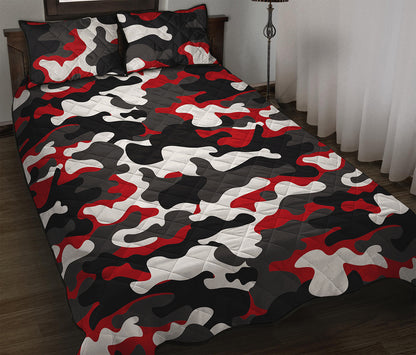 Red Snow Camouflage Print Quilt Bed Set