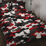 Red Snow Camouflage Print Quilt Bed Set