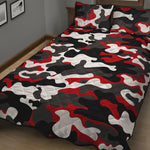 Red Snow Camouflage Print Quilt Bed Set