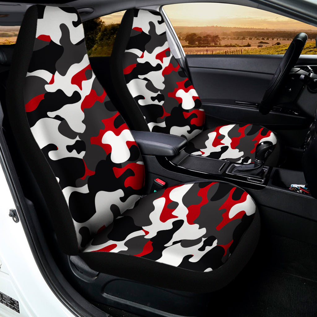 Red Snow Camouflage Print Universal Fit Car Seat Covers