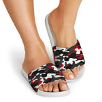 Red Snow Camouflage Print White Slide Sandals