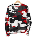 Red Snow Camouflage Print Women's Crewneck Sweatshirt