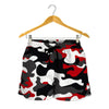 Red Snow Camouflage Print Women's Shorts