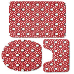 Red Snow Penguin Pattern Print 3 Piece Bath Mat Set