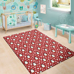 Red Snow Penguin Pattern Print Area Rug