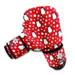 Red Snow Penguin Pattern Print Boxing Gloves