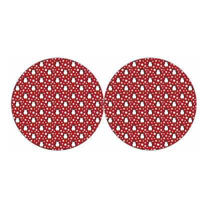 Red Snow Penguin Pattern Print Car Coasters