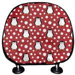 Red Snow Penguin Pattern Print Car Headrest Covers