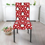 Red Snow Penguin Pattern Print Dining Chair Slipcover
