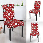 Red Snow Penguin Pattern Print Dining Chair Slipcover