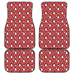 Red Snow Penguin Pattern Print Front and Back Car Floor Mats