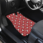 Red Snow Penguin Pattern Print Front and Back Car Floor Mats