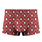 Red Snow Penguin Pattern Print Men's Boxer Briefs