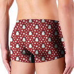 Red Snow Penguin Pattern Print Men's Boxer Briefs