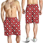 Red Snow Penguin Pattern Print Men's Shorts