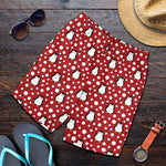 Red Snow Penguin Pattern Print Men's Shorts