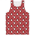 Red Snow Penguin Pattern Print Men's Tank Top