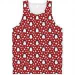 Red Snow Penguin Pattern Print Men's Tank Top