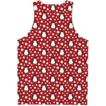 Red Snow Penguin Pattern Print Men's Tank Top