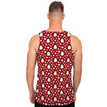 Red Snow Penguin Pattern Print Men's Tank Top