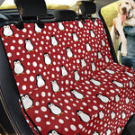 Red Snow Penguin Pattern Print Pet Car Back Seat Cover