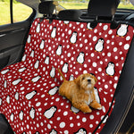 Red Snow Penguin Pattern Print Pet Car Back Seat Cover