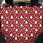 Red Snow Penguin Pattern Print Pet Car Back Seat Cover