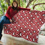 Red Snow Penguin Pattern Print Quilt