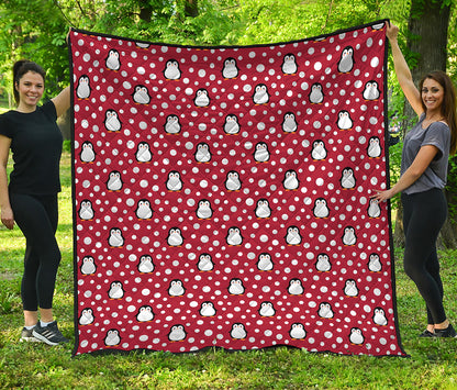 Red Snow Penguin Pattern Print Quilt