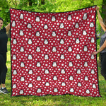 Red Snow Penguin Pattern Print Quilt