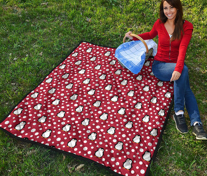 Red Snow Penguin Pattern Print Quilt