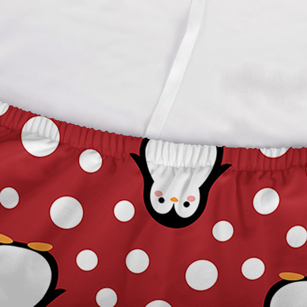 Red Snow Penguin Pattern Print Sofa Cover