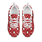 Red Snow Penguin Pattern Print White Sneakers