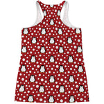Red Snow Penguin Pattern Print Women's Racerback Tank Top