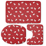 Red Snowman Pattern Print 3 Piece Bath Mat Set