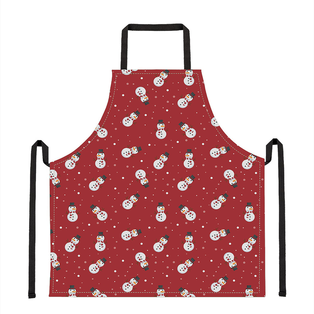 Red Snowman Pattern Print Apron