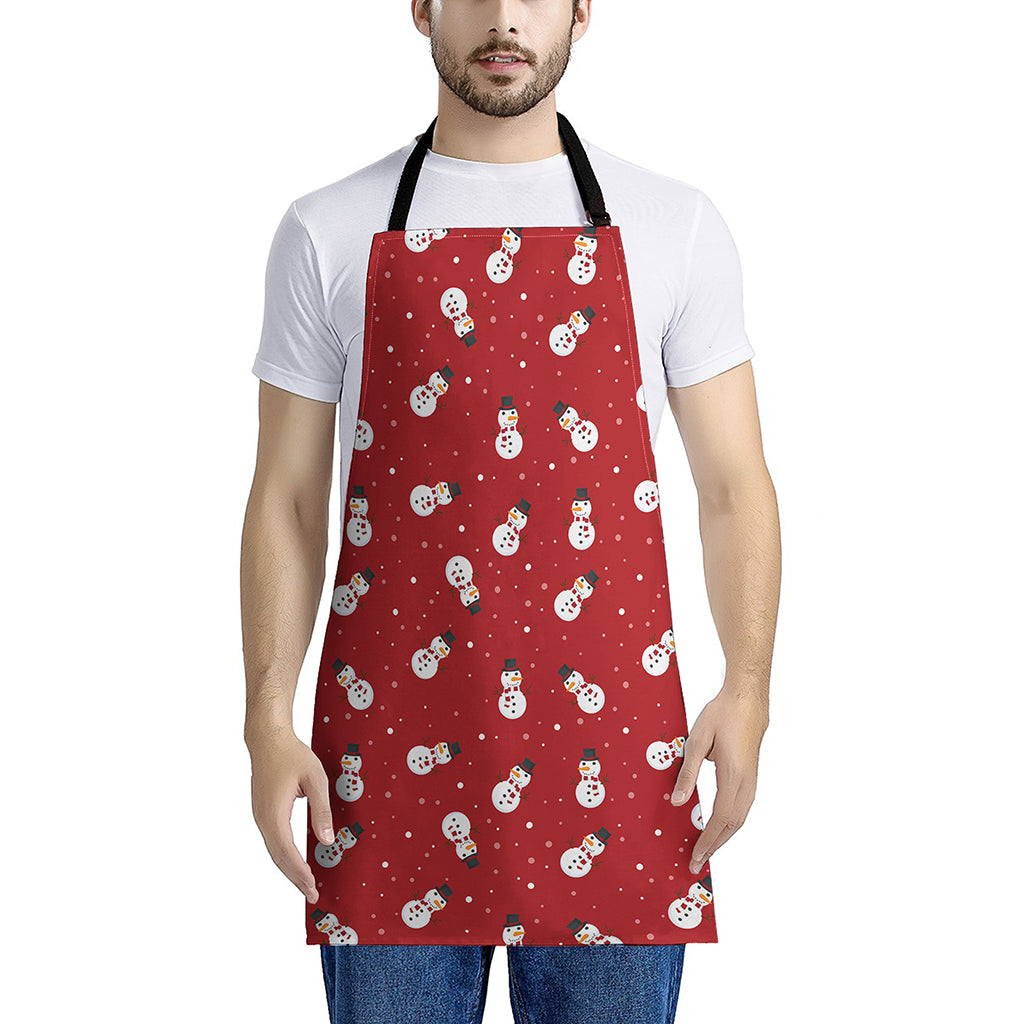 Red Snowman Pattern Print Apron