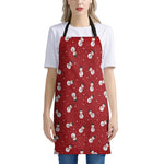 Red Snowman Pattern Print Apron