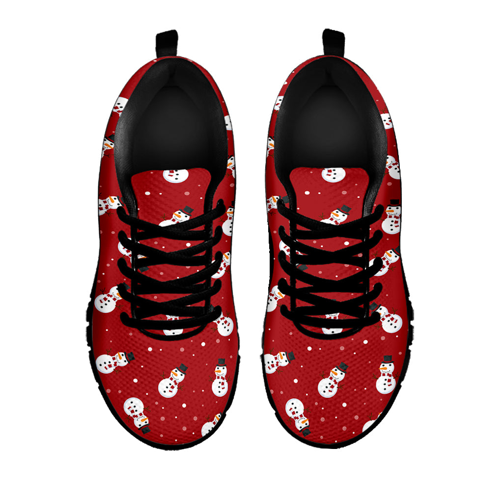 Red Snowman Pattern Print Black Sneakers