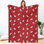 Red Snowman Pattern Print Blanket
