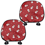 Red Snowman Pattern Print Car Headrest Covers