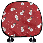 Red Snowman Pattern Print Car Headrest Covers