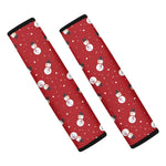 Red Snowman Pattern Print Car Seat Belt Covers