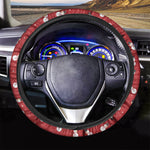 Red Snowman Pattern Print Car Steering Wheel Cover