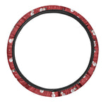 Red Snowman Pattern Print Car Steering Wheel Cover